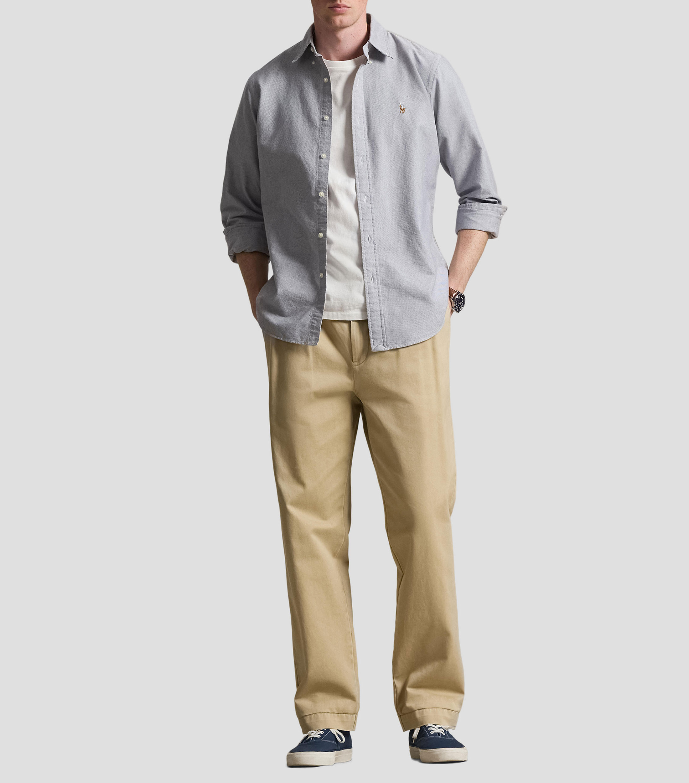 Camisa jaspeada manga larga Hombre